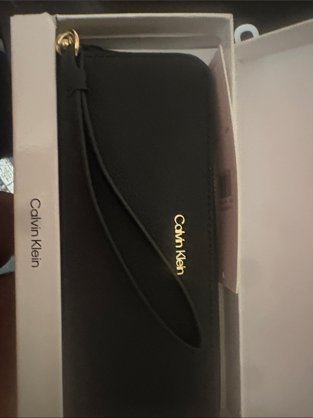 Calvin Klein Black Wristlet with Gold Logo